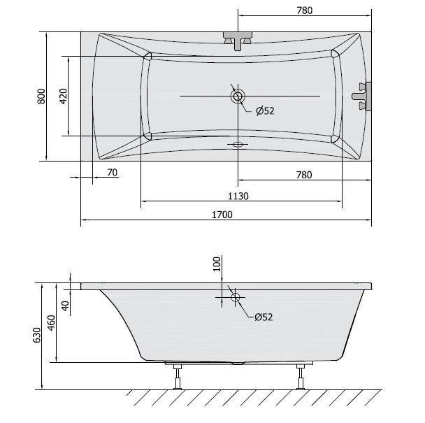 Polysan Alia wanna prostokątna 170x80 cm akryl biały 41119