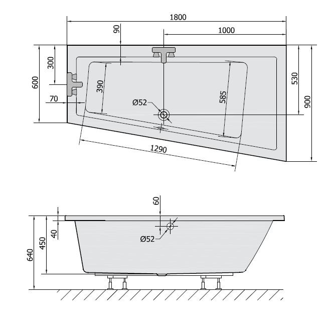 Polysan Andra R wanna asymetryczna prawa 180x90 cm akryl biały 78771
