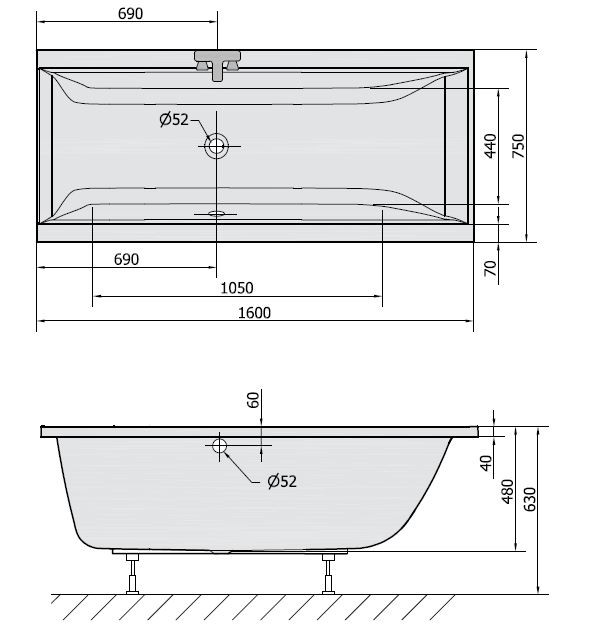Polysan Cleo wanna prostokątna 160x75 cm akryl biały 93611