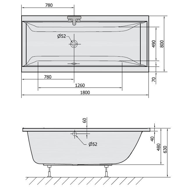 Polysan Cleo wanna prostokątna 180x80 cm akryl biały 95611