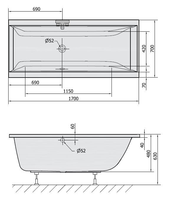 Polysan Cleo wanna prostokątna 170x70 cm akryl biały 74611