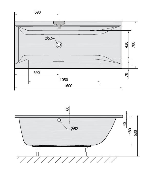 Polysan Cleo wanna prostokątna 160x70 cm akryl biały 73611