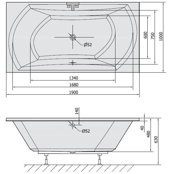 Polysan Salsa wanna prostokątna 190x100 cm akryl biały 44119