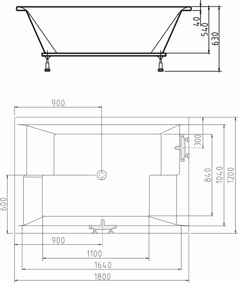 Polysan Dupla wanna prostokątna 180x120 cm akryl biały 13611