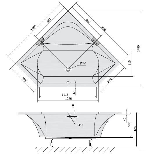 Polysan Floss wanna narożna 145x145 cm akryl biały 98611
