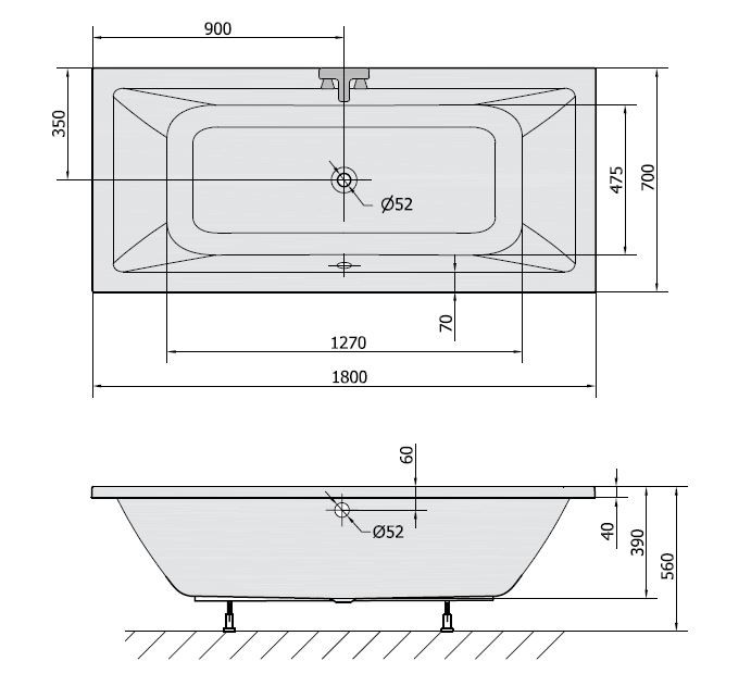 Polysan Krysta wanna prostokątna 180x70 cm akryl biały 72906