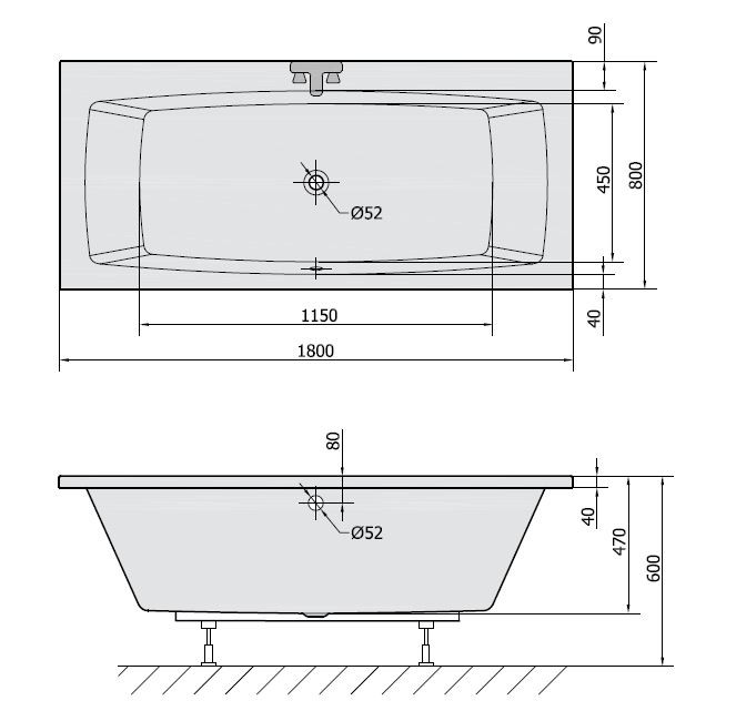 Polysan Kvadra wanna prostokątna 180x80 cm akryl biały 17611