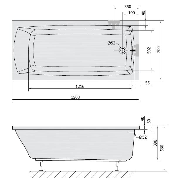 Polysan Lily wanna prostokątna 150x70 cm akryl biały 72273
