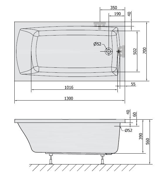 Polysan Lily wanna prostokątna 130x70 cm akryl biały 77511