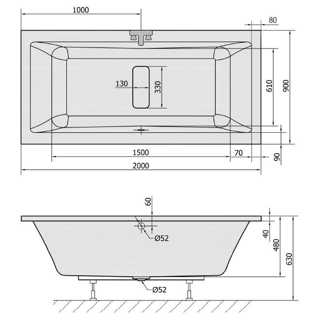 Polysan Marlene wanna prostokątna 200x90 cm akryl biały 78731