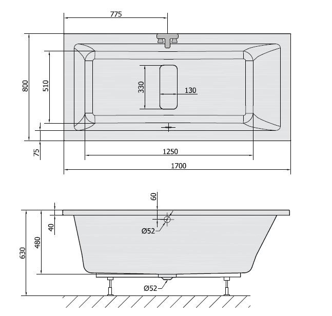 Polysan Marlene wanna prostokątna 170x80 cm akryl biały 72403