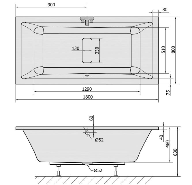 Polysan Marlene wanna prostokątna 180x80 cm akryl biały 72034