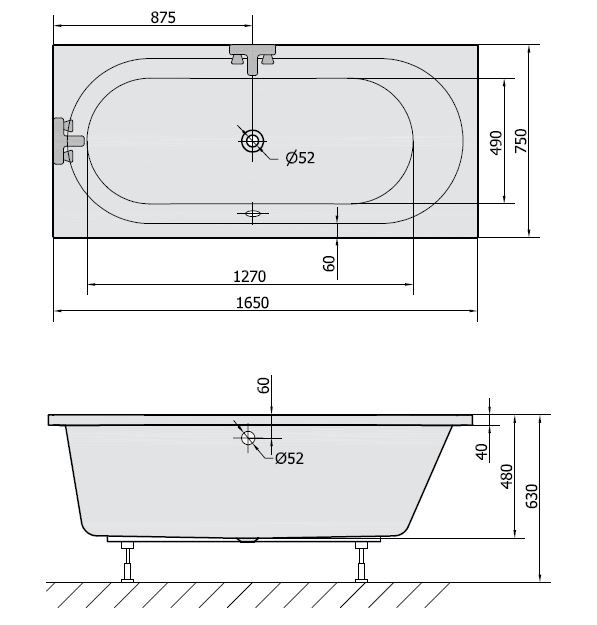 Polysan Astra B wanna prostokątna 165x75 cm akryl biały 32611