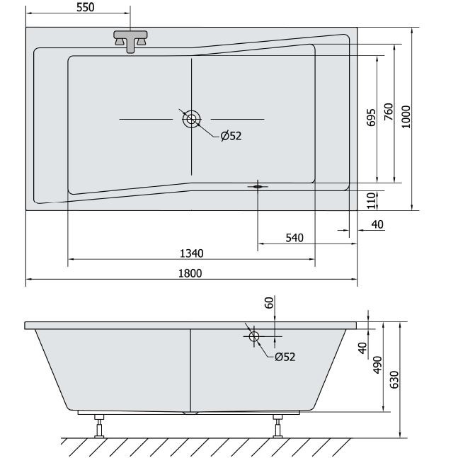 Polysan Quest wanna prostokątna 180x100 cm akryl biały 78511
