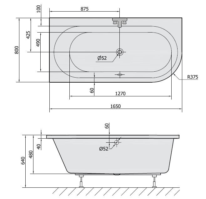 Polysan Astra L wanna asymetryczna lewa 165x80 cm akryl biały 33611