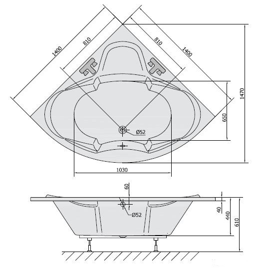 Polysan Simona wanna narożna 140x140 cm akryl biały 96111