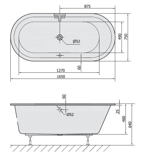 Polysan Astra O wanna owalna 165x75 cm akryl biały 35611