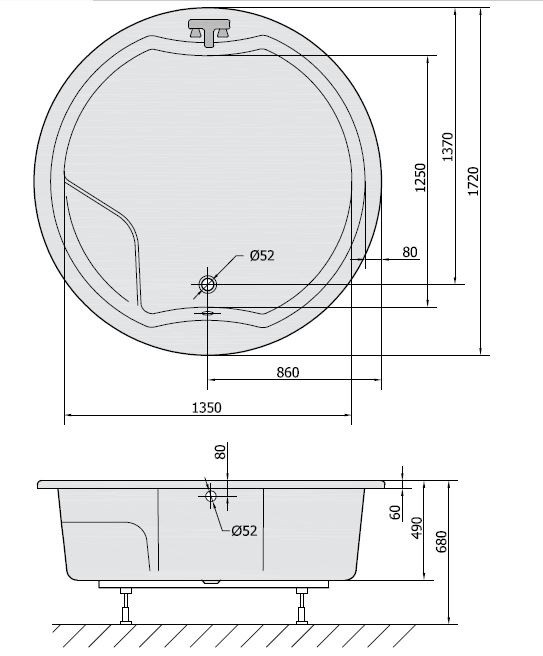 Polysan Royal Round wanna okrągła 172x172 cm ze stelażem akryl biały 73211