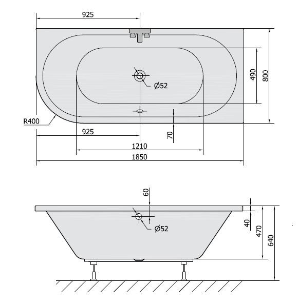 Polysan Viva R wanna asymetryczna prawa 185x80 cm akryl biały 72129