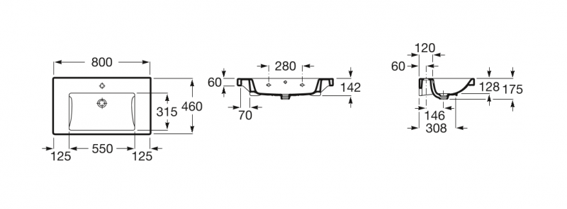 Roca Alter umywalka wisząca 80x46 biały A3270M0000