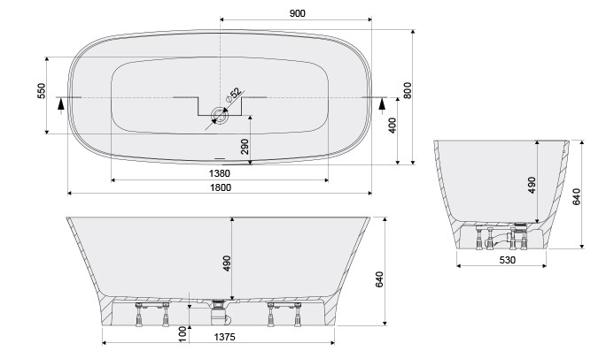 Sanplast WOWM/NATUR wanna wolnostojąca 180x80 konglomerat biały 642420126001000