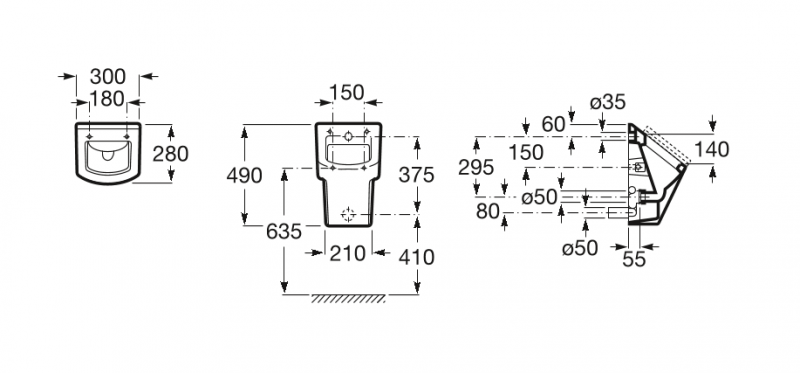 Roca Hall pisuar bez pokrywy dopływ z tyłu A353623000
