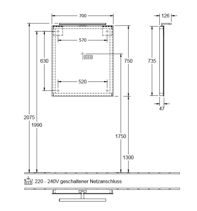 Villeroy&Boch More to see lustro z oświetleniem LED 70 x 75 cm A4047000