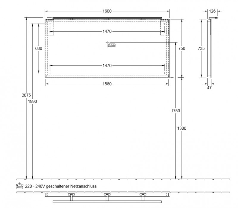 Villeroy&Boch More to see lustro z oświetleniem LED 160 x 75 cm A4041600