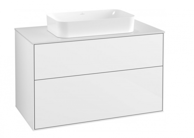 Villeroy&Boch Finion szafka pod umywalkę 100 cm z 2 szufladami i oświetleniem LED Glossy White Lacquer biały G64100GF