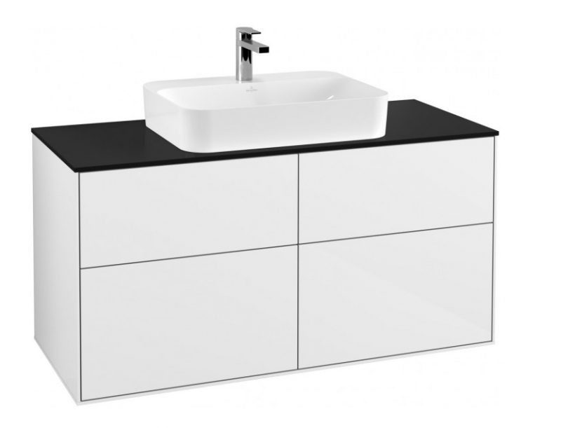 Villeroy&Boch Finion szafka pod umywalkę 120 cm z 4 szufladami i oświetleniem ściennym Glossy White Lacquer biały G38200GF
