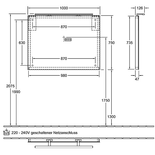 Villeroy&Boch More to see lustro z oświetleniem LED 100 x 75 cm A4041000