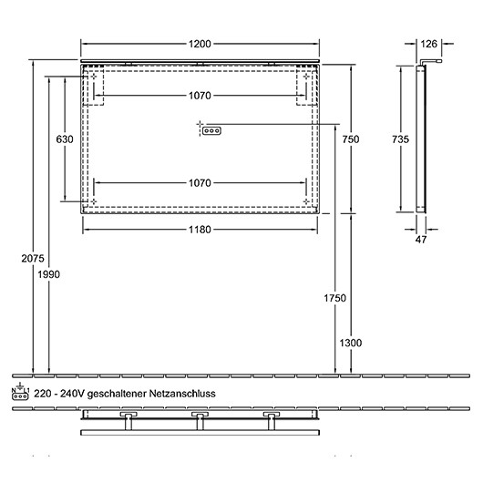 Villeroy&Boch More to see lustro z oświetleniem LED 120 x 75 cm A4041200