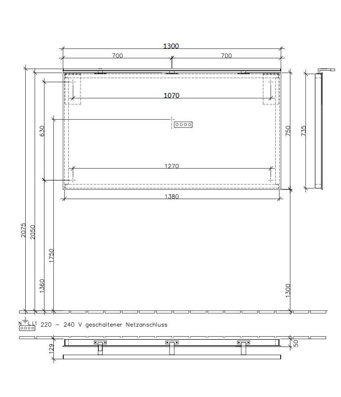 Villeroy&Boch More to see lustro z oświetleniem LED 130 x 75 cm A4041300
