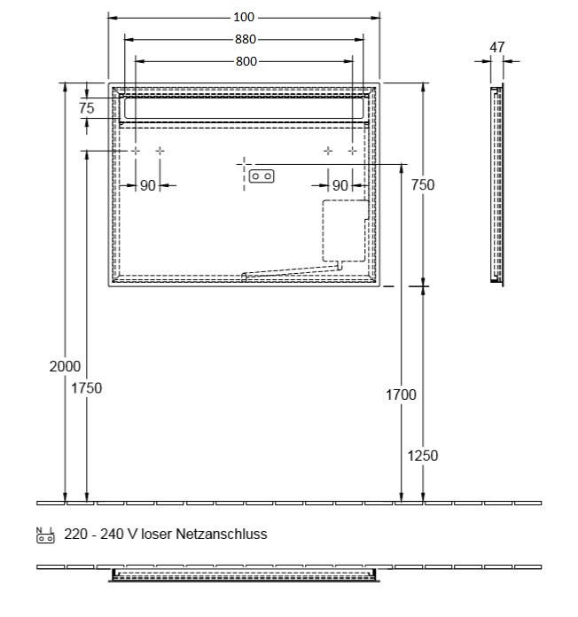 Villeroy&Boch More to see 14 lustro z oświetleniem LED 100 x 75 cm A4291000