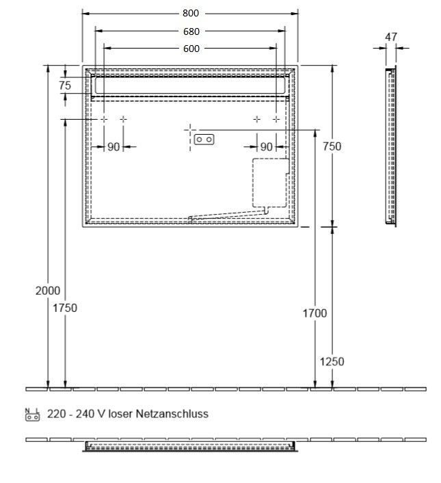 Villeroy&Boch More to see 14 lustro z oświetleniem LED 80 x 75 cm A4298000