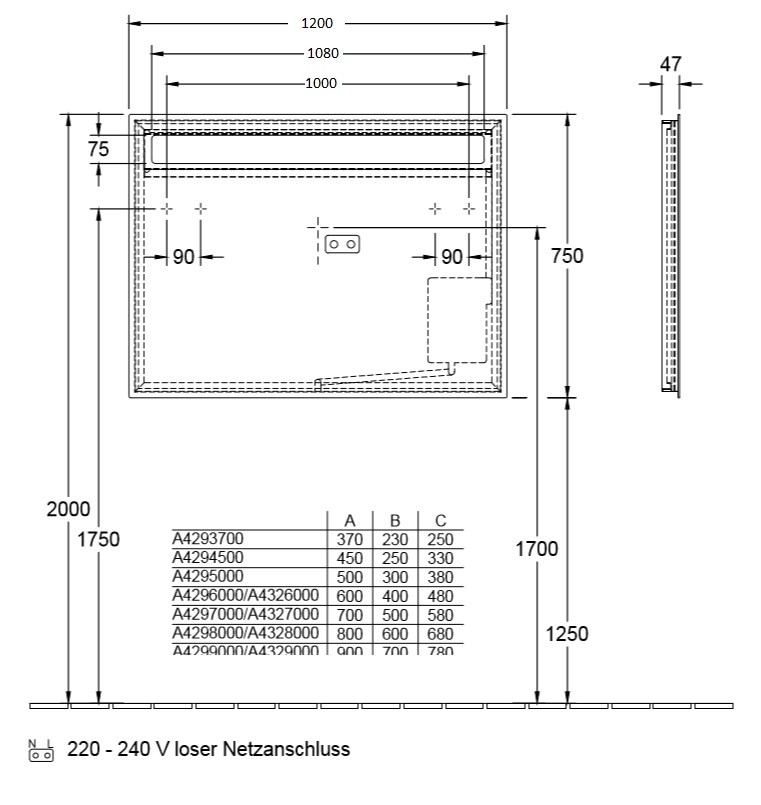 Villeroy&Boch More 14 to see lustro z oświetleniem LED 120 x 75 cm A4291200