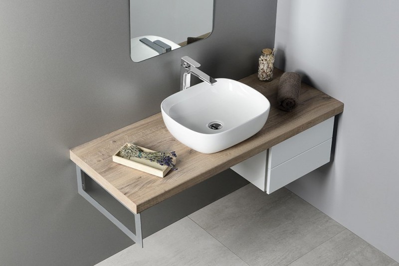 Sapho Liro Umywalka prostokątna nablatowa/stawiana na blat ceramiczna 48,5x39,5 cm biały AR419