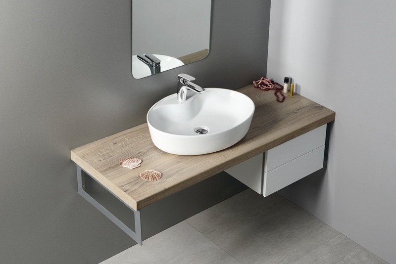 Sapho Mariana umywalka owalna nablatowa/stawiana na blat ceramiczna 57x41cm biały AR483