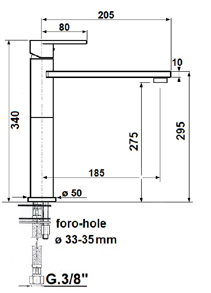 Sapho Dandy bateria umywalkowa wysoka bez korka chrom 5802L/S