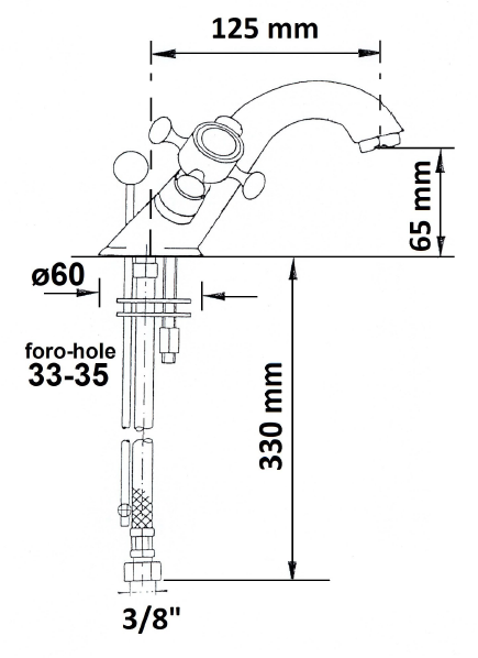 Sapho Antea bateria umywalkowa z korkiem automatycznym retro brąz 3176