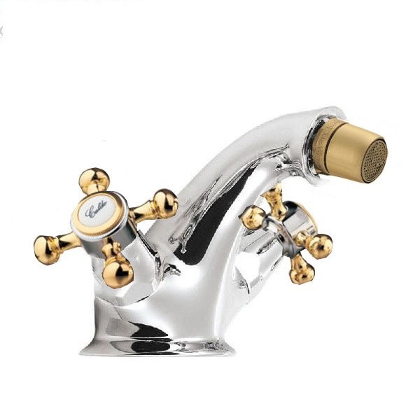 Sapho Antea bateria bidetowa z korkiem automatycznym retro chrom/złoto 3182