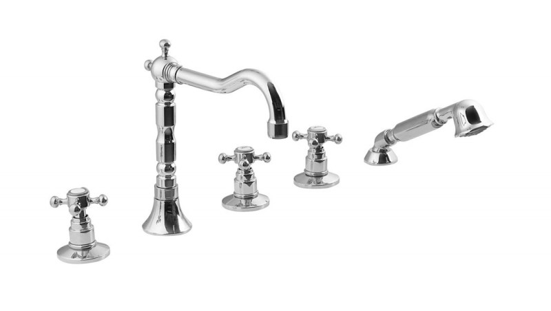 Sapho Antea bateria na brzeg wanny z obrotową wylewką retro chrom 3881