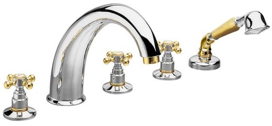 Sapho Antea bateria na brzeg wanny retro chrom/złoty 3312