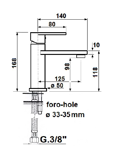 Sapho Dandy bateria umywalkowa bez korka chrom 5802/S