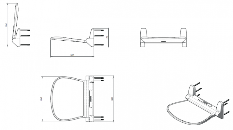 Sapho Gelco siedzisko prysznicowe składane ciemny szary GS120G