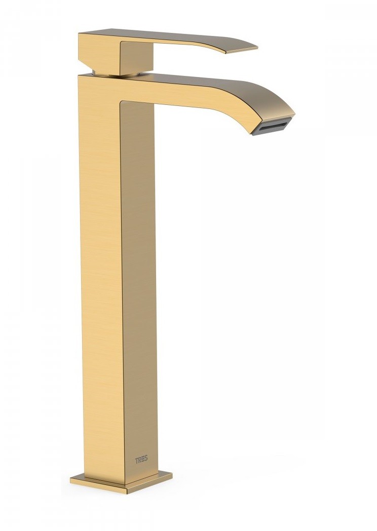 Tres Cuadro Colors bateria umywalkowa wysoka kaskada złoty matowy 00681001OM