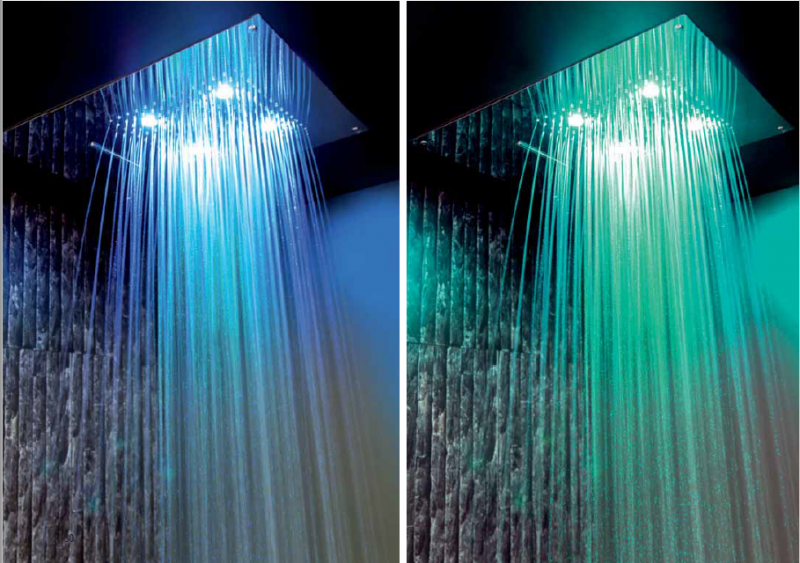 Sapho deszczownica sufitowa podtynkowa 73x38 cm chromoterapia LED deszcz kaskada pilot stal CH7338A