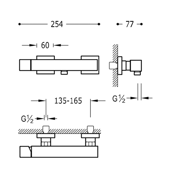 Tres Cuadro Colors bateria prysznicowa złoty matowy 00716703OM