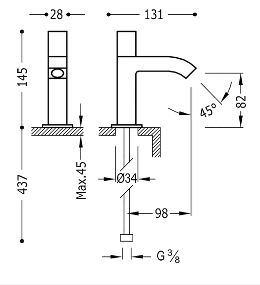 Tres Cuadro Colors zawór bateria umywalkowa bez mieszacza biały matowy 00750301BM
