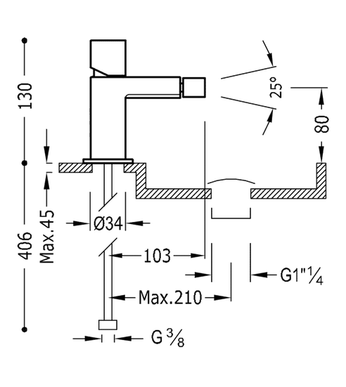 Tres Cuadro Colors bateria bidetowa czarny matowy 00712001NM